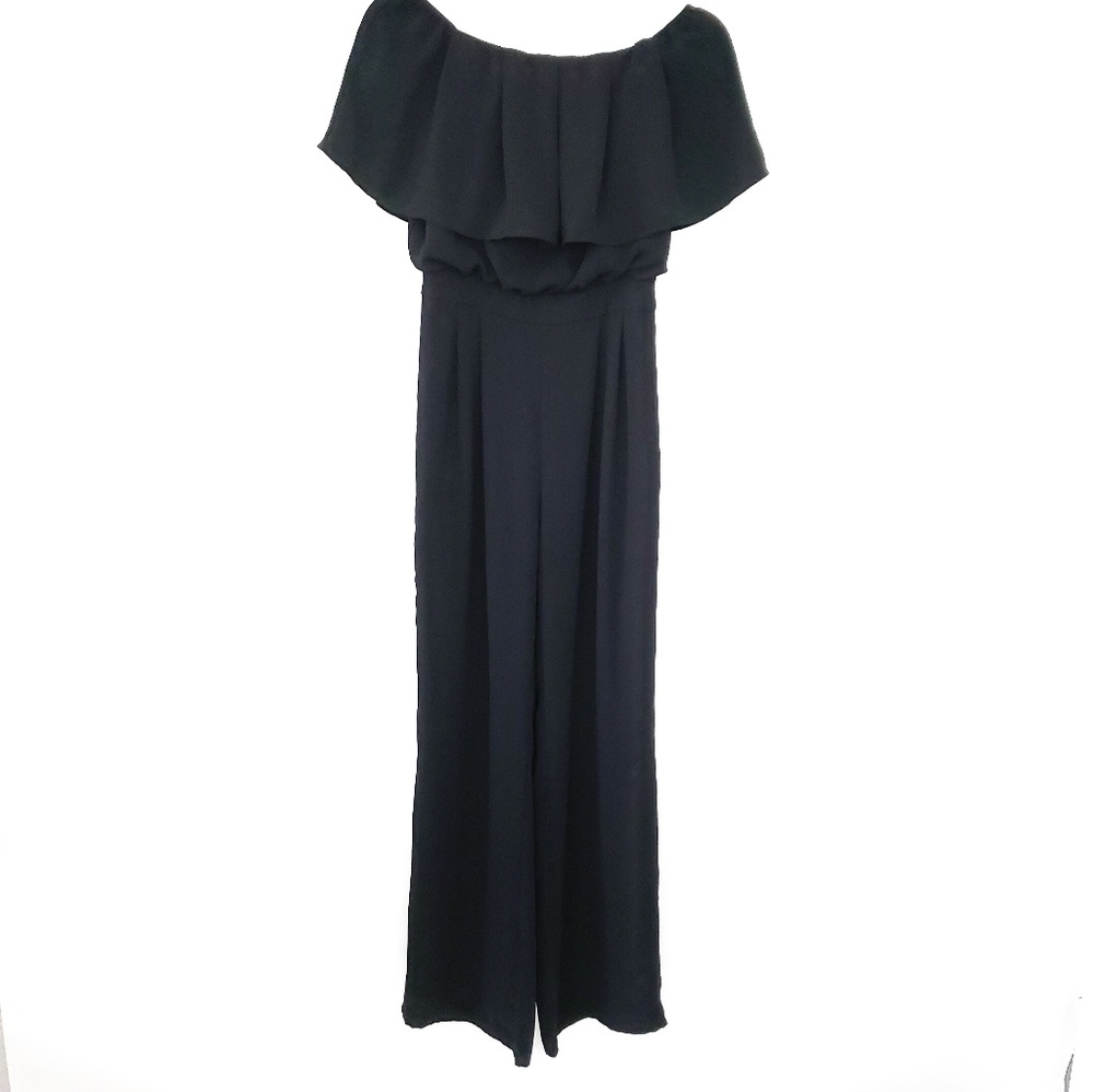 Vince Camuto Black Off Shoudler Ruffle Jumpsuit - Picture 2 of 6
